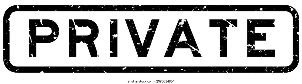 Grunge black private word square rubber seal stamp on white background