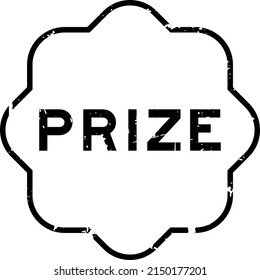 Grunge black prize word rubber seal stamp on white background