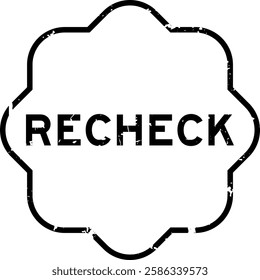 Grunge black recheck word rubber seal stamp on white background
