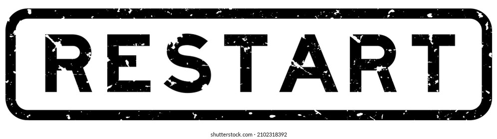 Grunge black restart word square rubber seal stamp on white background