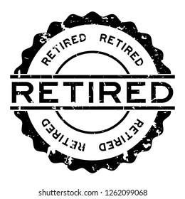 Grunge black retired word round rubber seal stamp on white background