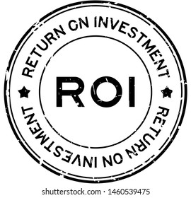 Grunge black ROI (Abbreviation of Return on Investment) word round rubber seal stamp on white background