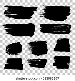 Grunge black rough brush strokes vector set. Abstract brush rough black, illustration of stroke brush collection