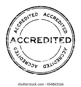 Grunge black round accredited rubber stamp