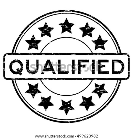 Grunge black round qualified with star rubber stamp