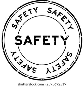 Grunge black safety word round rubber seal stamp on white background