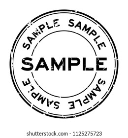 Grunge black sample word round rubber seal stamp on white background