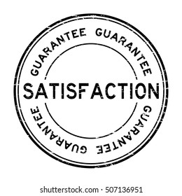 Grunge black satisfaction guarantee round rubber stamp