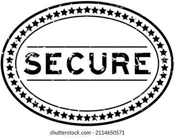 Grunge black secure word oval rubber seal stamp on white background