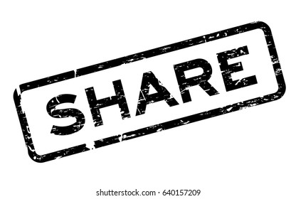 Grunge black share square rubber seal stamp on white background