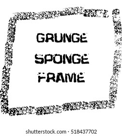 Grunge black sponge frame. Textured vector background.