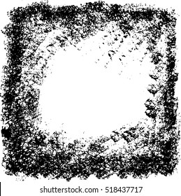 Grunge black sponge frame. Textured vector background.