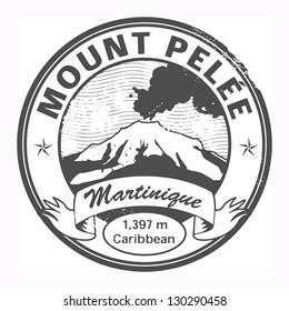 Grunge black stamp with words Mount Pelee, Martinique, vector illustration