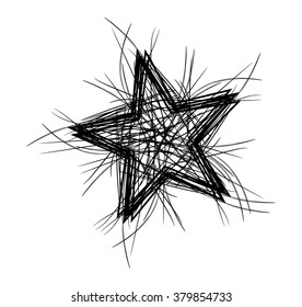 grunge black star element with strokes for design