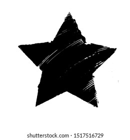 Grunge black star. Hand drawn design element.