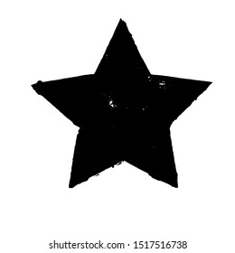 Grunge black star. Hand drawn design element.