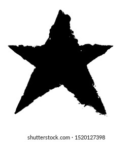 Grunge black star. Hand drawn design element.