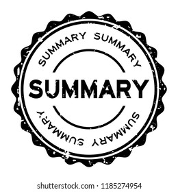 Grunge black summary word round rubber seal stamp on white background