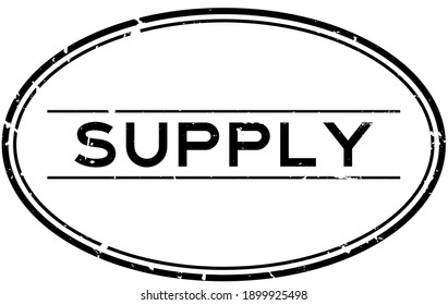 Grunge black supply word oval rubber seal stamp on white background