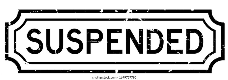 Grunge black suspended word rubber seal stamp on white background