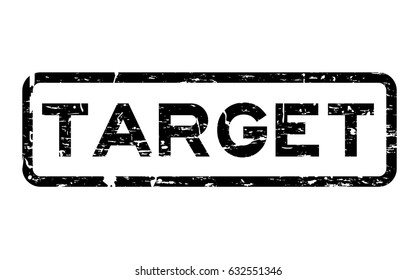 Grunge black target square rubber seal stamp on white background