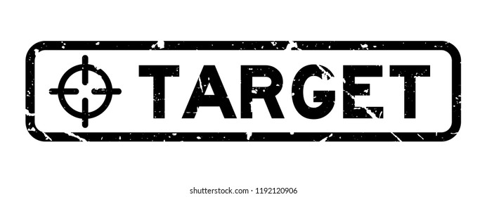Grunge black target word with scope icon square rubber seal stamp on white background