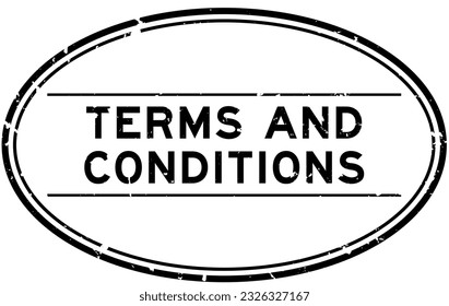 Grunge black terms and conditions word oval rubber seal stamp on white background