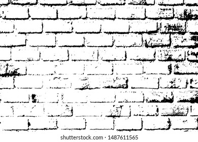 Grunge black texture as brick wall shape on white background (Vector). Use for decoration, aging or old layer