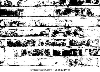 Grunge black texture as brick wall shape on white background (Vector). Use for decoration, aging or old layer