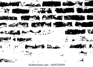 Grunge black texture as brick wall shape on white background (Vector). Use for decoration, aging or old layer