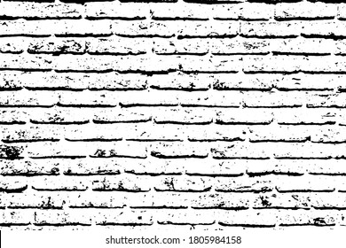 Grunge black texture as brick wall shape on white background (Vector). Use for decoration, aging or old layer