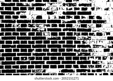 Grunge black texture as brick wall shape on white background (Vector). Use for decoration, aging or old layer