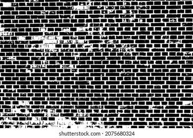 Grunge black texture as brick wall shape on white background (Vector). Use for decoration, aging or old layer