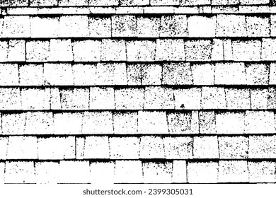 Grunge black texture as brick wall with the crack line shape on white background (Vector). Use for decoration, aging or old layer