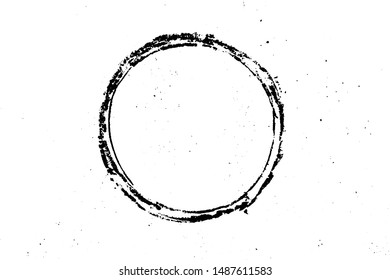 Grunge black texture in round shape on white background (Vector). Use for decoration, aging or old layer