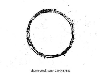 Grunge black texture in round shape on white background (Vector). Use for decoration, aging or old layer