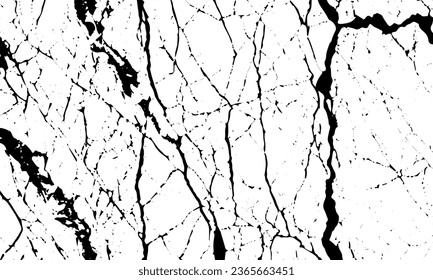 Grunge black texture of stone cracks, veins, stripes, lines. Vector background