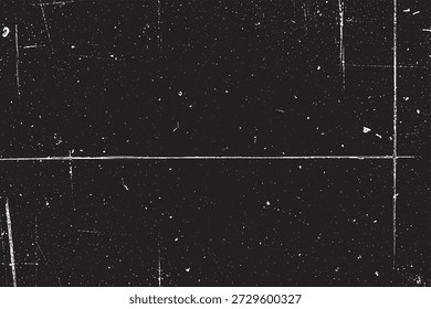 Grunge Black Texture with White Scratches and Film Grain