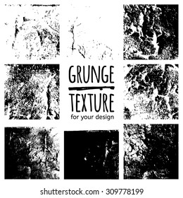 Grunge black textures on white background. Vector set for your design