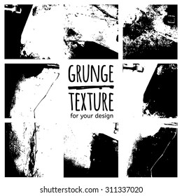 Grunge black textures on white background. Vector set for your design