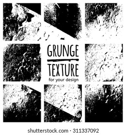 Grunge black textures on white background. Vector set for your design