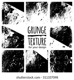 Grunge black textures on white background. Vector set for your design