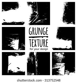 Grunge black textures on white background. Vector set for your design