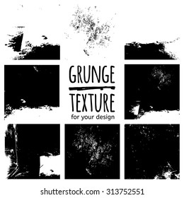 Grunge black textures on white background. Vector set for your design