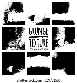 Grunge black textures on white background. Vector set for your design
