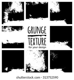 Grunge black textures on white background. Vector set for your design