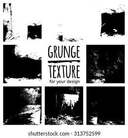 Grunge black textures on white background. Vector set for your design