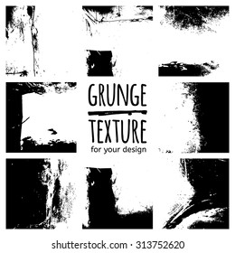 Grunge black textures on white background. Vector set for your design