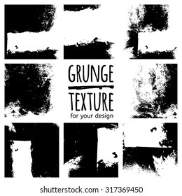 Grunge black textures on white background. Vector set for your design