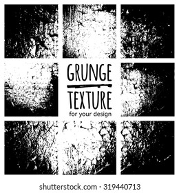 Grunge black textures on white background. Vector set for your design
